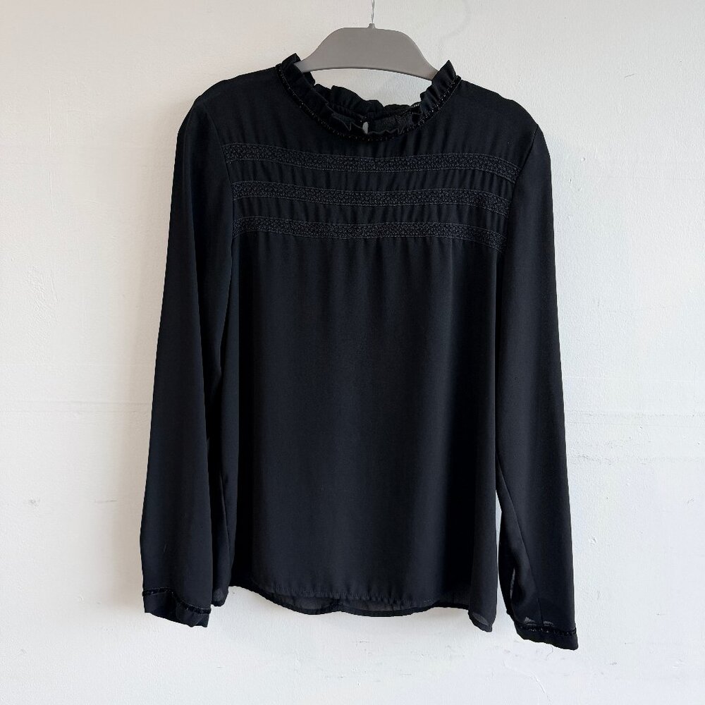 Forever 21 Black Lace Striped Blouse